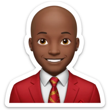 black man Bald with red necktie, red dress, heavy tattoos. sticker