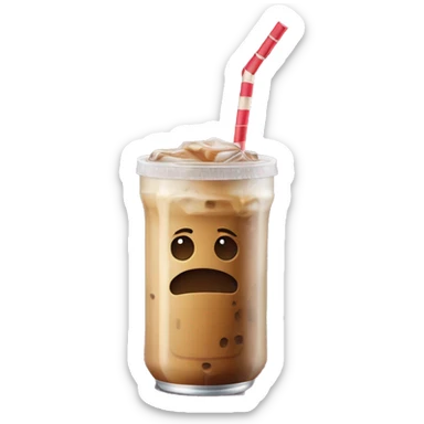 Iced coffee in a beer glass can with a bamboo lids on top and straw throughout  sticker