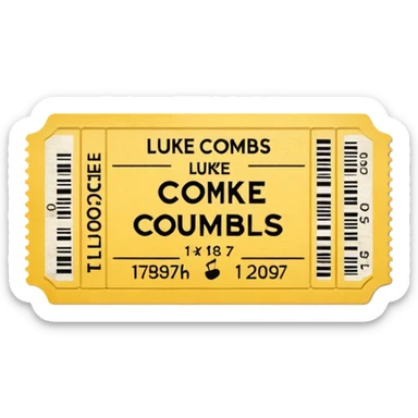 yellow luke combs concert ticket sticker