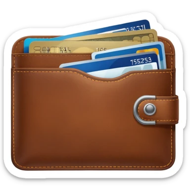 portefeuille marron avec quelques billets et carte bancaire sticker