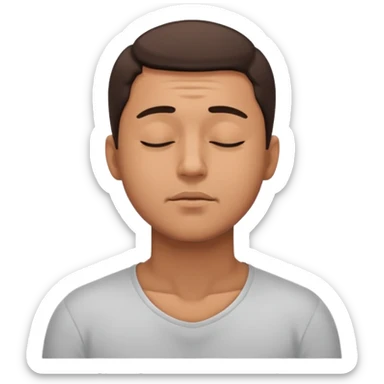 man deep breathing while closing his eyes sticker