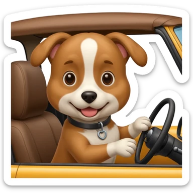 Dog driving a car sticker