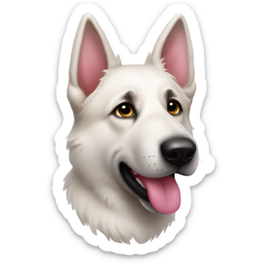 White German shepherd pink nose emoji face  sticker