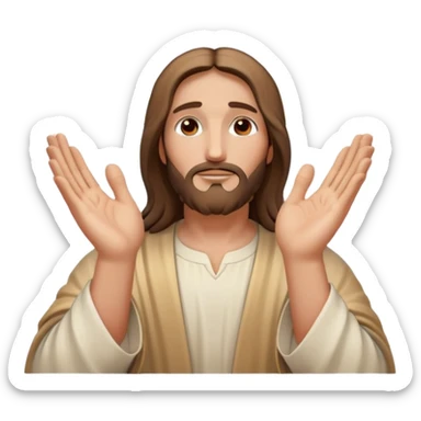 Jesus praying hands with rays of holy light emanating sticker