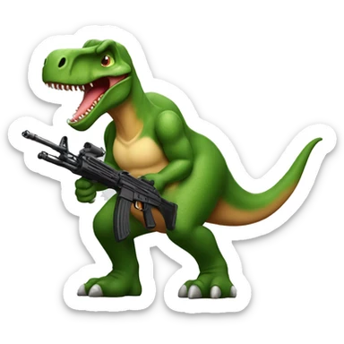 Dinosaur holding a AK-47 sticker