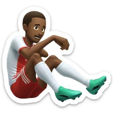 soccer player on the floor holding his knee - painful expression sticker