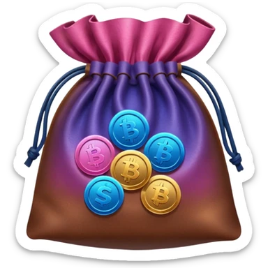 Coins inside brown leather bag, make bag always brown  color

Coins inside gradient color - Blue to pink sticker