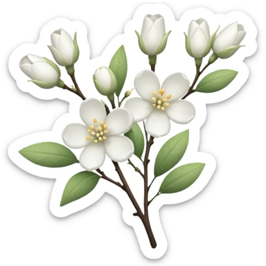 a branch with flowering white buds and flowers sticker