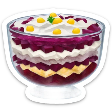 Shuba russian Layered Beet dish  with Herring and mayonnaise in Crystal bowl  sticker