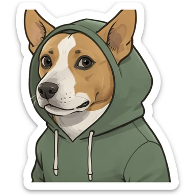 Dog wearing hoodie sticker