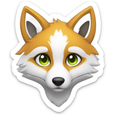 purple white yellow fox furry green eyes sticker