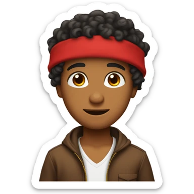 Punjabi Brown boy with curly hair and a red top and hat and gold chain sticker