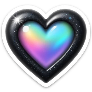 black sparkle heart sticker