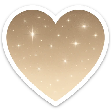Modify the heart with a night sky gradient to beige night theme with a beige gradient, more stars, and a soft glow. Remove the background entirely  sticker