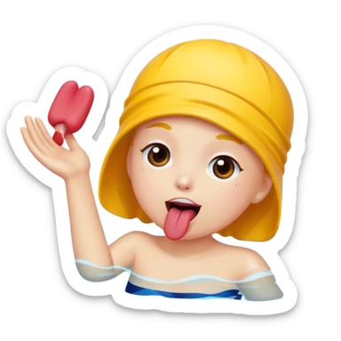 Emoji sticking tounge out while swimming sticker