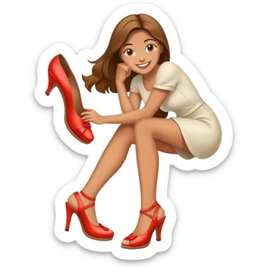 mujer enamorada de sus zapatos sticker