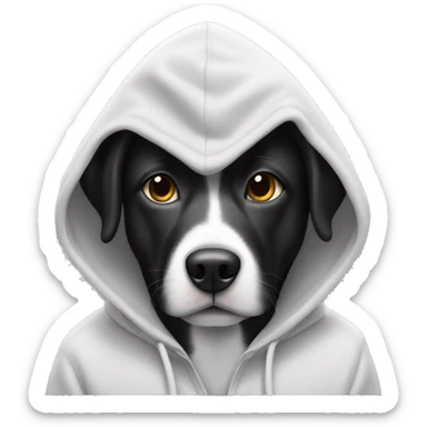 Black and white dog with a hoodie  sticker