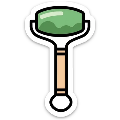 Jade facial roller, minimalist, rounded, soft pastel colors, skin care accessory sticker