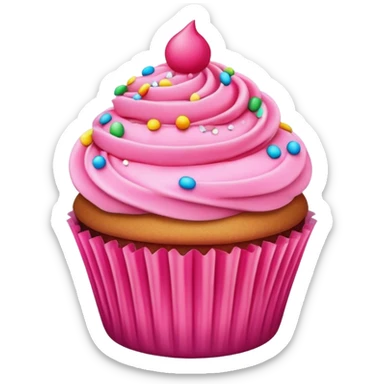 cupcake with bright pink frosting and sprinkles sticker