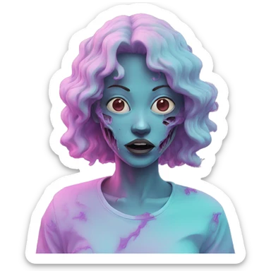 Vaporwave person, half person face half zombie face sticker