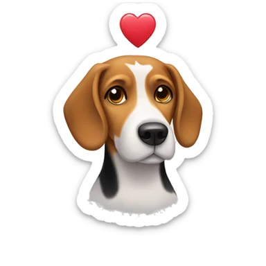 beagle dog with heart on forehead  sticker