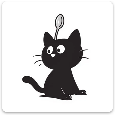 playful cat balancing a spoon on its nose sticker