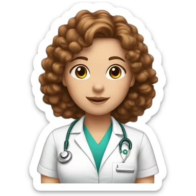 Veterinary Nurse Girl With Brown Curly Hair sticker