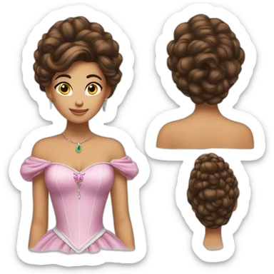 Princesse cheveux brun et long sticker