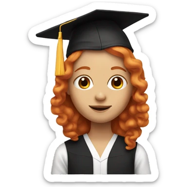 one ginger girl with long hair and a graduation hat sticker