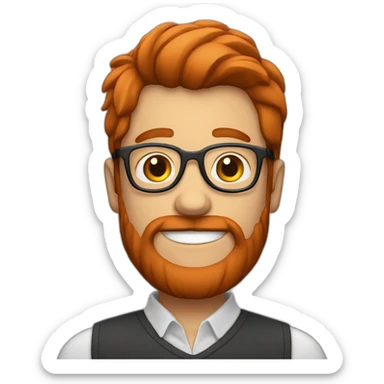 Happy man red haird with beard and glasses sticker