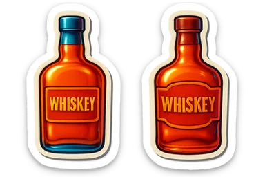2 bottles of whiskey sticker