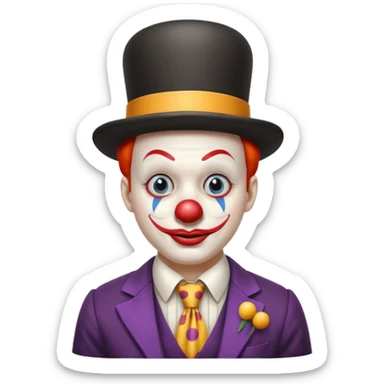 Clown in bowler hat & long tie sticker