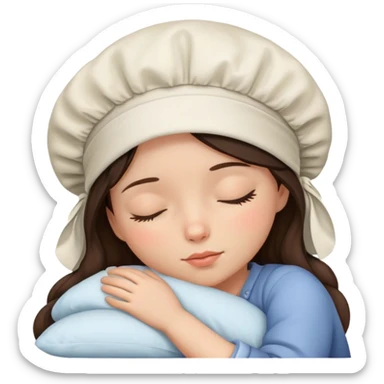 Brunette girl sleeping with bonnet on sticker