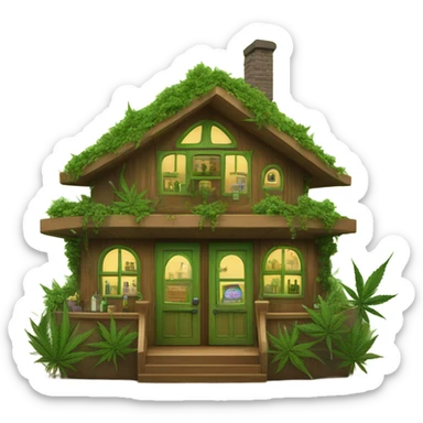 cannabis shopfront treehouse sticker