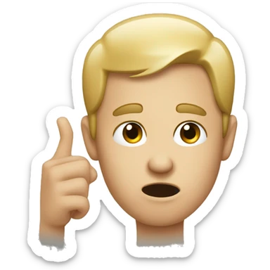 a face pointing a finger at the forehead sticker