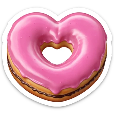 Realistic isolated heart shaped donut with pink frosting. sticker