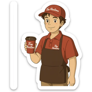 ghibli style Tim Hortins character sticker