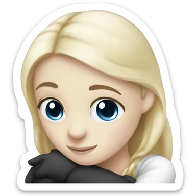 Panda hugging a girl with blond hair and blue eyes  sticker