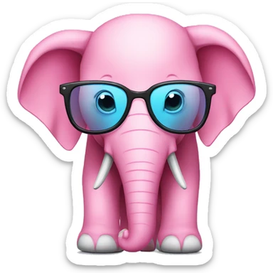 Pink elephant whit blue jean and black glasses sticker