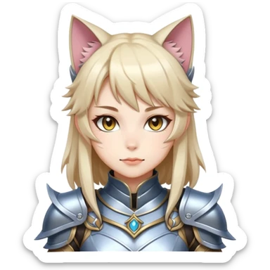 catgirl in fantasy armor, elegant, anime style sticker