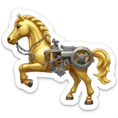Mechanical golden  horse sticker