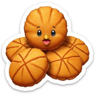 Chicken nuggets with a basketball  sticker