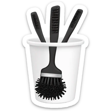 hair brushes in a white cup holder sticker