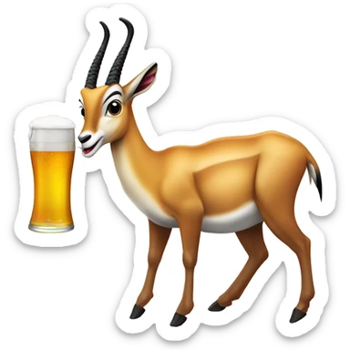 Springbok holding a beer and braai-ing meat sticker