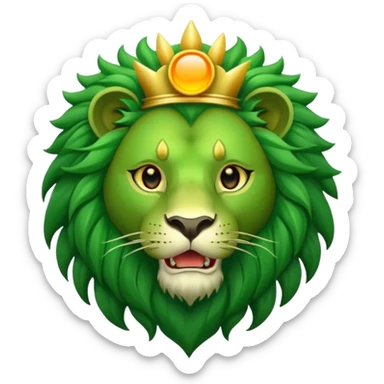 Majestic green lion with sun in his mouth sticker