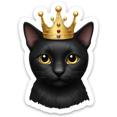 royal black cat with crown sticker