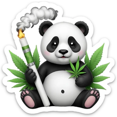 Panda smoke With Both Hands one very big joint / marihuanna sticker
