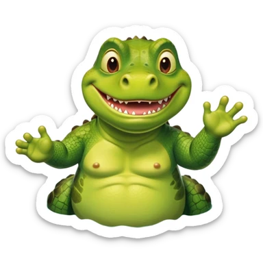 Green Shrekodil (mix of Shrek and crocodile) swimming breaststroke in a puddle sticker