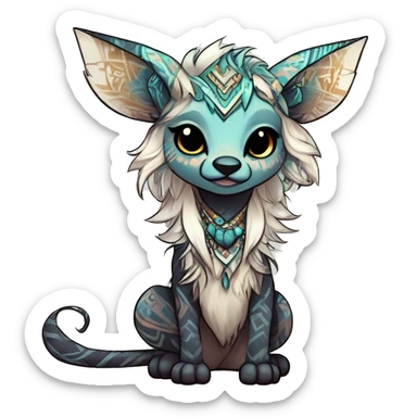 cute Kawaii edgy ethereal shy epic tribal fantasy animal fursona Fionbri creature by griffsnuff & LiLaiRa & Falvie with exotic colors with intricate patterns full body sticker