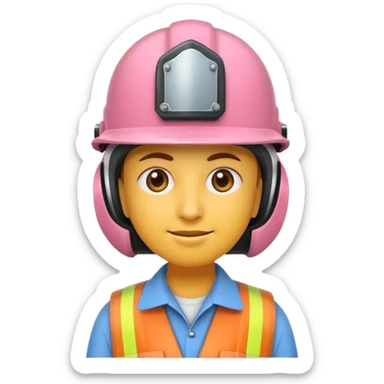 Creo un emoji de un ING civil rosado y casco blanco sticker